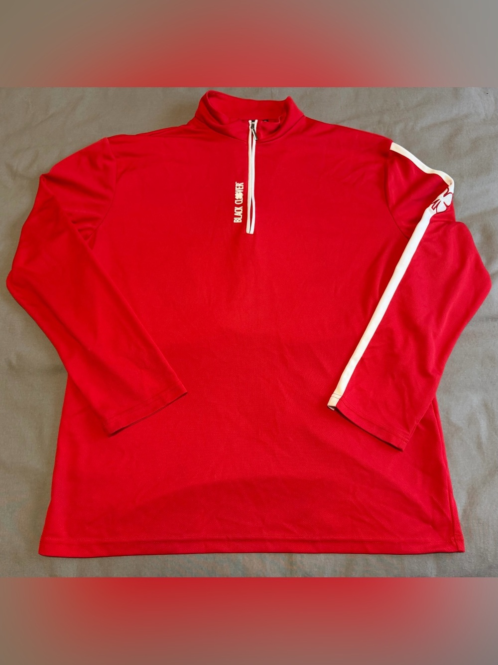 Black Clover Golf Mens XL Red 1/4 Zip Pullover Shirt Long Sleeve "Live Lucky"